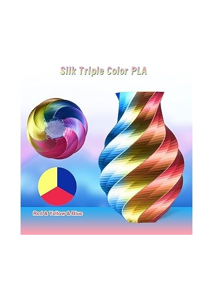 Üç Renkli Ipek Pla Filament, 1,75 Mm, 3D Yazıcı Filament, Pla +/-0,03 Mm, 250 G/makara, Ipek Rot Gelb ve Mavi fiyatları