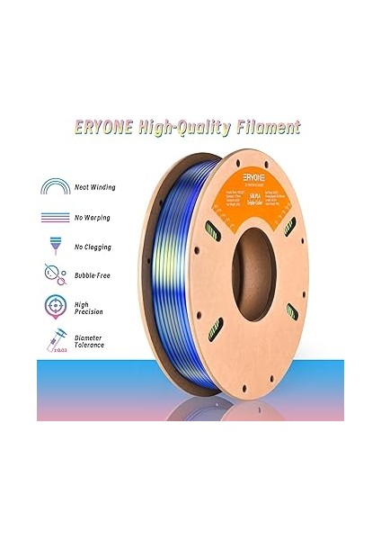 Üç Renkli Ipek Pla Filament, 1,75 Mm, 3D Yazıcı Filament, Pla +/-0,03 Mm, 250 G/makara, Ipek Rot Gelb ve Mavi modelleri