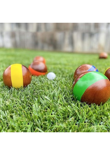 100 mm Ahşap Bocce Seti, 8 Premium 12 Oz Ahşap Toplar, Pallino, Kasa ve Ölçüm Halatı fırsatları