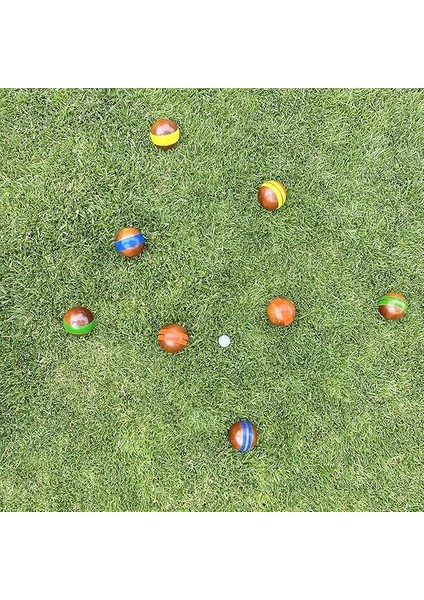 100 mm Ahşap Bocce Seti, 8 Premium 12 Oz Ahşap Toplar, Pallino, Kasa ve Ölçüm Halatı indirimleri
