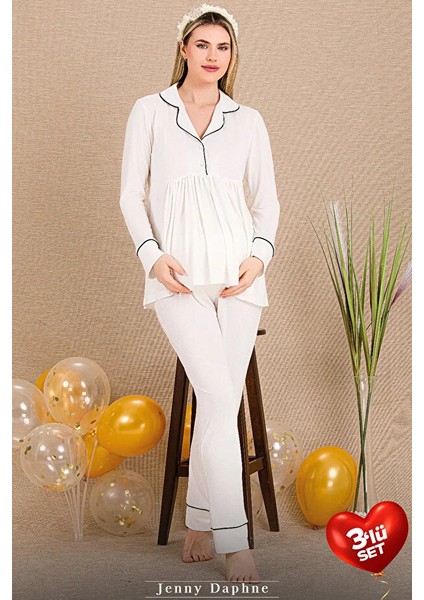 Lady Lingerie Sabahlıklı Lohusa-Hamile Pijama Takımı 3'lü Set modelleri