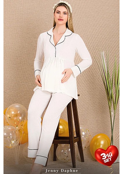 Lady Lingerie Sabahlıklı Lohusa-Hamile Pijama Takımı 3'lü Set fırsatları