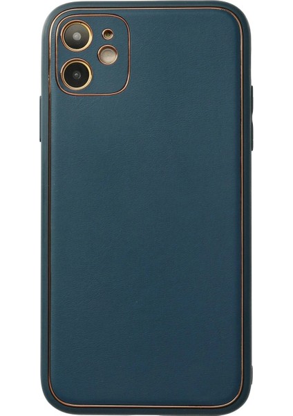 iPhone 12 Kılıf Coco Deri Silikon Kapak - Mavi