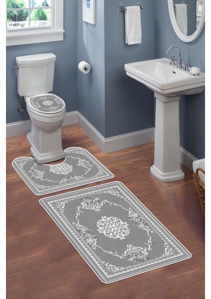 Modern Desenli 3’lü Banyo Paspas Takımı Yıkanabilir Kaymaz Tabanlı Klozet Takımı KLZ0057 fiyatları