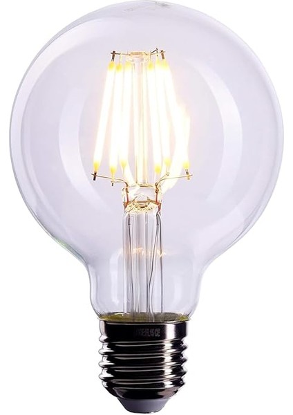 LED Filament Ampul, G95 Küre, E27 Duy, Sıcak Sarı Işık (Şeffaf Cam, 4 Watt) modelleri