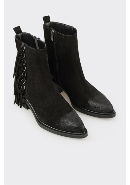 Siyah Deri Kadın Western Bot fiyatları