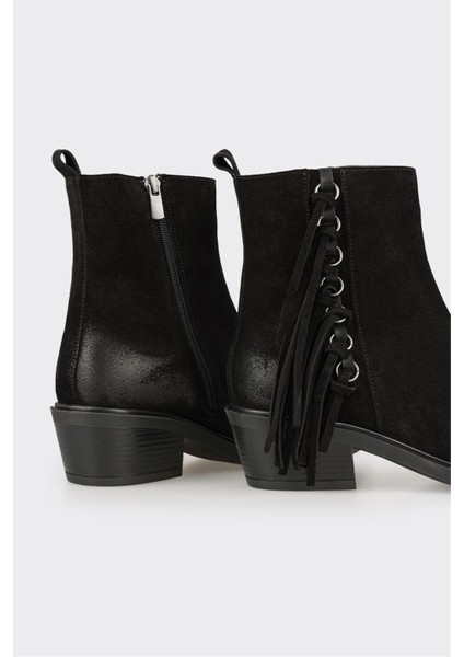 Siyah Deri Kadın Western Bot fırsatları