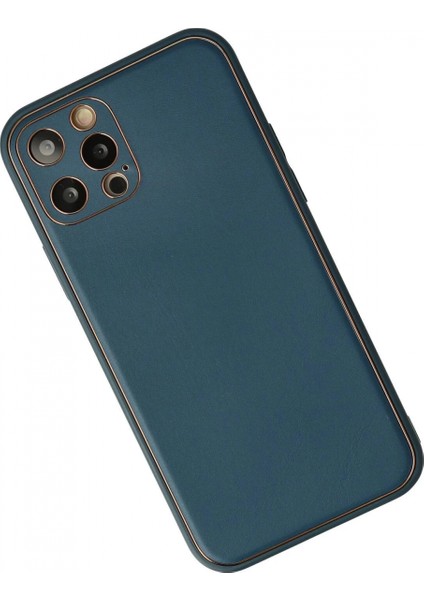 iPhone 12 Pro Max Kılıf Coco Deri Silikon Kapak - Mavi modelleri