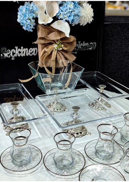 Alya Seçkinev Gümüş Sunum Set 16 Parça Bardak&tabak modelleri