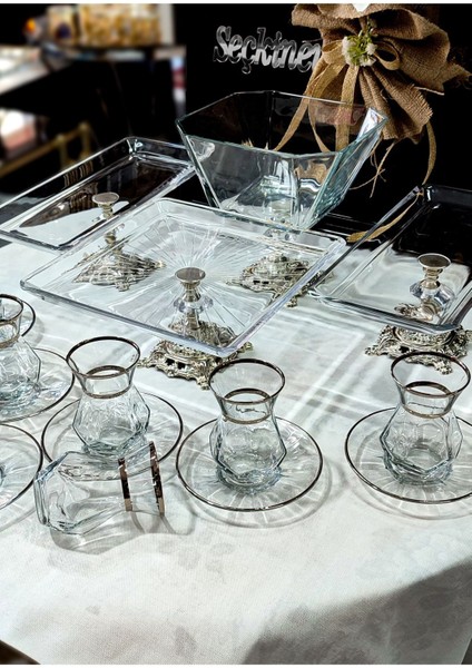 Alya Seçkinev Gümüş Sunum Set 16 Parça Bardak&tabak fırsatları