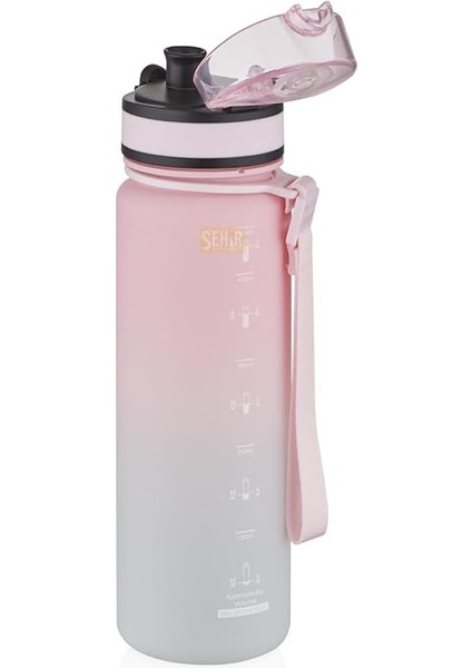 500ML Çift Renkli Sızdırmaz Bpa Içermez Kilitlenebilir Kapaklı Motivasyonel Tritan Su Matarası (Pembe-Gri) fiyatları