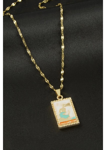 shop Deniz Kızı Çelik Tarot Kolye-Sarı