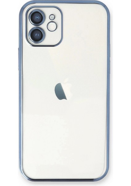 iPhone 12 Kılıf Lensli Silikon - Açık Mavi