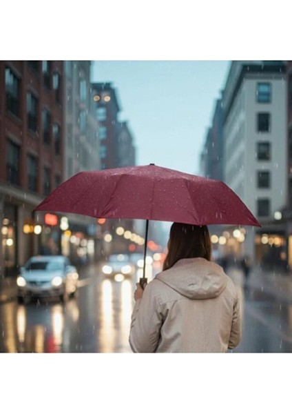 Bordo 8 Telli Şemsiye Unisex Rüzgara Dayanıklı Kırılmayan Erkek Kadın Tam Otomatik Şemsiye 98X58 cm modelleri