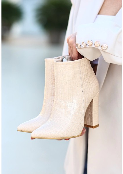 Loora Ten Rugan Desenli Topuklu Bot modelleri