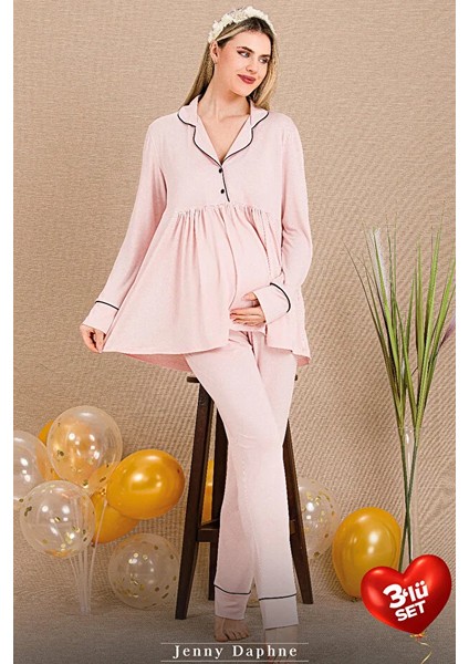 Lady Lingerie Sabahlıklı Lohusa-Hamile Pijama Takımı 3'lü Set modelleri