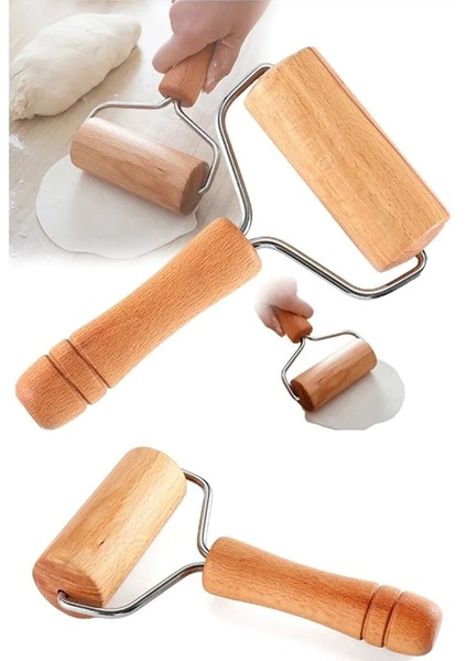 Saplı Rulo Hamur Açıcı Merdane Pürüzsüz Oklava Pizza Börek Açma Silindir