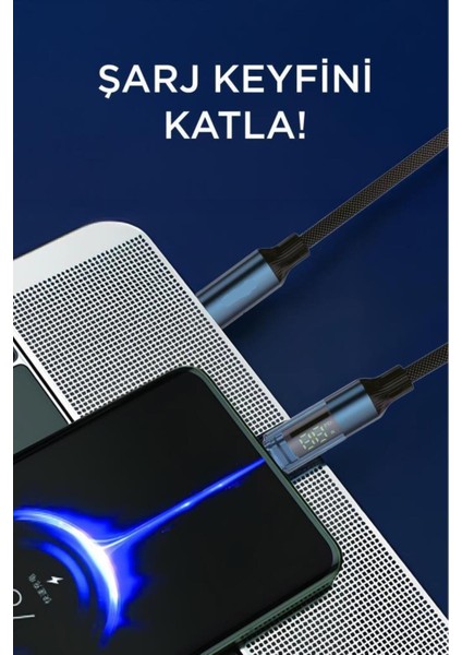 U22 Type-C To Type-C 60W Hızlı Şarj Kablosu – LED Ekranlı, Dayanıklı Örgü Kablo fiyatları