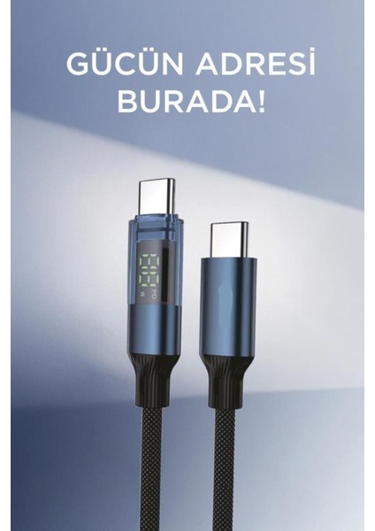 U22 Type-C To Type-C 60W Hızlı Şarj Kablosu – LED Ekranlı, Dayanıklı Örgü Kablo fırsatları