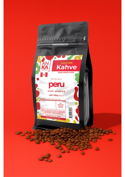 Peru Nitelikli Filtre Kahve Çekirdeği 250G %100 Arabica, Yumuşak Içim, Düşük Asidite