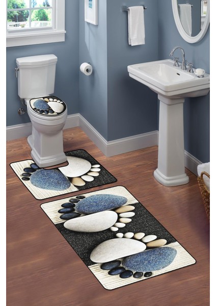 Modern Desenli 3’lü Banyo Paspas Takımı Yıkanabilir Kaymaz Tabanlı Klozet Takımı KLZ0054 fiyatları