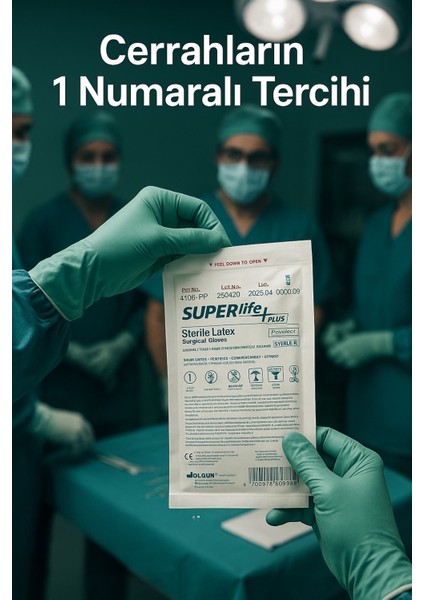 + Plus Steril Latex Cerrahi Eldiven 8.0 Pudralı - Steril R (Tek Kullanımlık) 2li Paket fiyatları