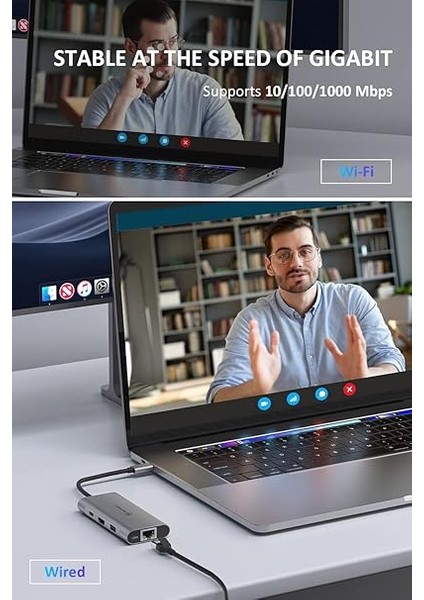 USB C Hub, Ethernet Multiport Adaptörü, 6'sı 1 Arada HDMI Dock MacBook Pro/air, Chromebook, Dell Xps, Hp ve Type Devices (Gigabit 100W Pd 4K HDMI USB 3.0) ile Uyumlu fırsatları