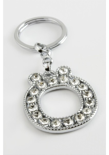 shop Gümüş Renkli Taşlı Harf Anahtarlık-Ö