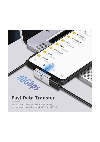Açılı USB C (2 Paket) USB C Erkek - C Dişi Adaptör - 40GBPS Veri Aktarımı, 240W Şarj, Thunderbolt 4/3, Macbook, Tablet Için Uyumlu 8k Video modelleri