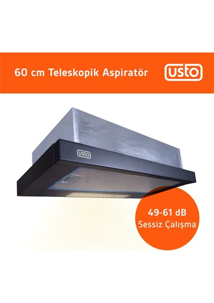 4961 Siyah Sürgülü Aspiratör