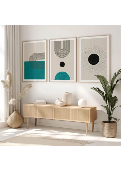 (Çerçevesiz) Boho Yeşil Modern Sanat Poster Seti, 3 Adet Poster Seti fiyatları