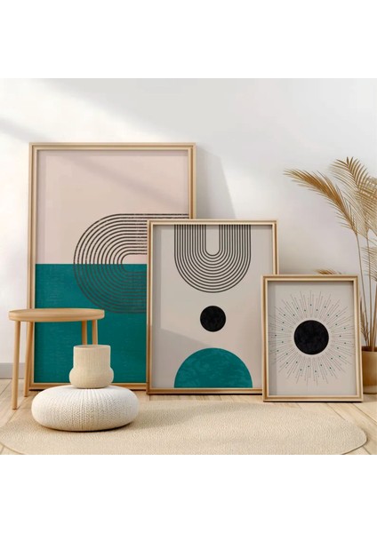 (Çerçevesiz) Boho Yeşil Modern Sanat Poster Seti, 3 Adet Poster Seti indirimleri
