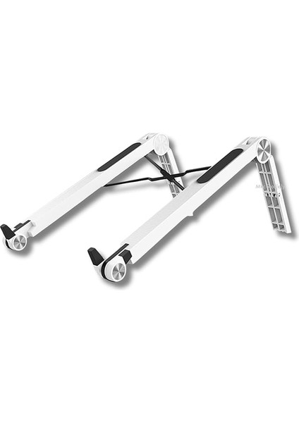 Taşınabilir Ayarlanabilir Kademeli Plastik Laptop Standı – Katlanabilir, Ergonomik, Seyahat Tipi, Tüm Dizüstü Bilgisayarlar ile Uyumlu Beyaz
