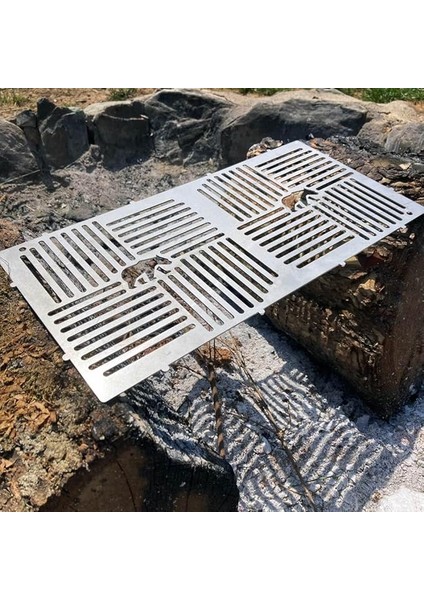 Ayısı® Pyrowide Wire™ Yekpare Paslanmaz Çelik Bushcraft Izgara Teli Hafif Portatif 37 × 18 cm