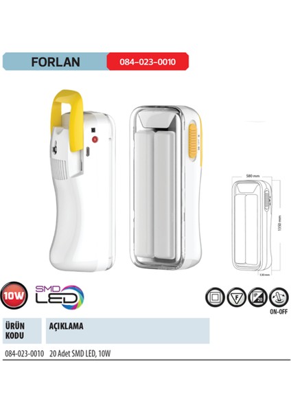 Horoz Forlan 10W LED Şarjlı Fener fiyatları