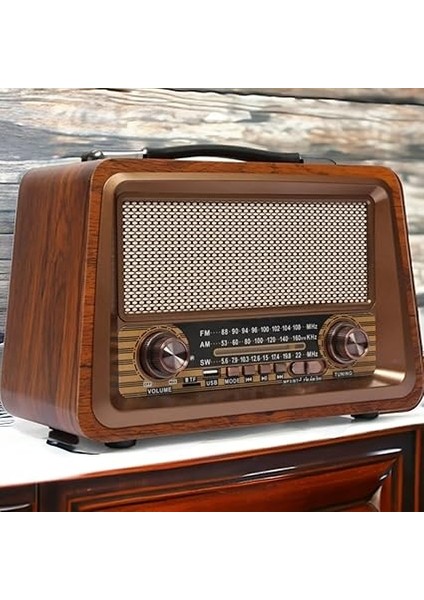 Ahşap Eskitme Görünümlü Bluetooth Hoparlör Mp3 Çalar Müzik Kutusu Nostaljik Radyo indirimleri