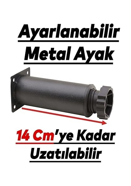 Ayarlanabilir Mobilya Kanepe Baza Koltuk Metal Destek Yükseltici Ayağı 12 cm Siyah Metal Ayak 4 Adet fiyatları