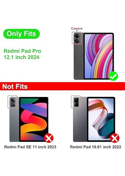 Xiaomi Redmi Pad Pro 12,1 Inç 2024 Için Kılıf, Çok Açılı Görüntüleme, Belge Yuvalı Koruyucu Kılıf, Otomatik Uyku/uyanma Fonksiyonu, Siyah fiyatları