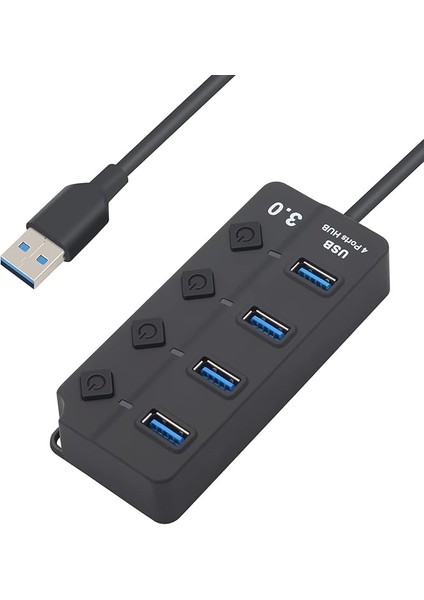 USB Hub, 4 Port USB 3. 0 Hub, USB Adaptörü, USB Dağıtıcı, Kişisel Açma/kapama Anahtarlı Uzatma Dağıtıcı, Tak ve Çalıştır, Ps5, Pc, Dizüstü Bilgisayar, USB Çubuğu, Yazıcı, MacBook ve Daha Fazlası Için