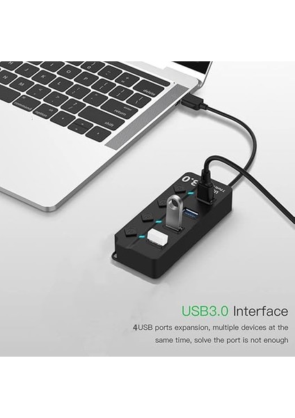 USB Hub, 4 Port USB 3. 0 Hub, USB Adaptörü, USB Dağıtıcı, Kişisel Açma/kapama Anahtarlı Uzatma Dağıtıcı, Tak ve Çalıştır, Ps5, Pc, Dizüstü Bilgisayar, USB Çubuğu, Yazıcı, MacBook ve Daha Fazlası Için indirimleri
