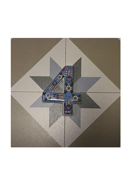 Kapı Numarası Seramik Lale Desenli Çeşitli Renklerde (4, Turkuaz) fiyatları