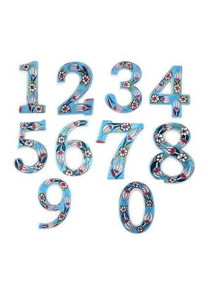 Kapı Numarası Seramik Lale Desenli Çeşitli Renklerde (4, Turkuaz) indirimleri