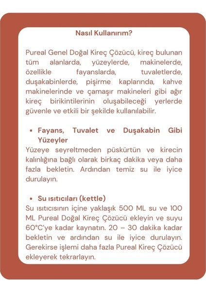 Doğal Kireç Çözücü - Tüm Kireçli Yüzeyler, Espresso ve Kahve Makineleri - Su Isıtıcıları modelleri