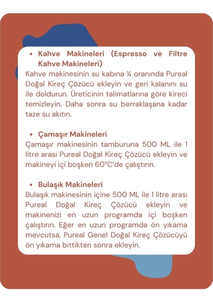 Doğal Kireç Çözücü - Tüm Kireçli Yüzeyler, Espresso ve Kahve Makineleri - Su Isıtıcıları indirimleri