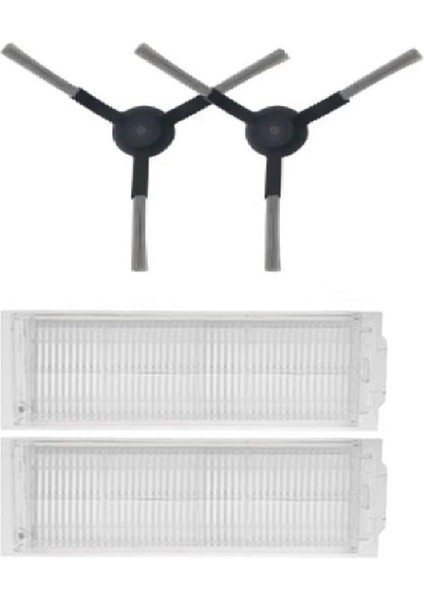 Robot Vacuum Mop Pro (STYJ02YM)-VACUUM Mop P(XMSTJQR2S) / Viomi Se Viomi V2 V2 Pro V3 ile Uyumlu Fırça,hepa Filtre Yedek Parça Aksesuar Seti-Siyah 4 Parça