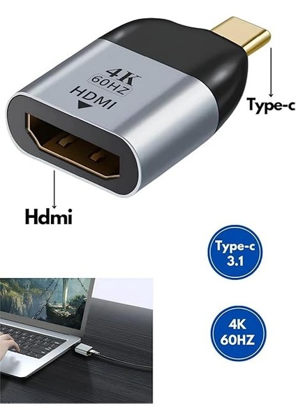Type-C To HDMI Çevirici Dönüştürücü 4K 60Hz Macbook Windows Android Ile Uyumlu Adaptör fiyatları