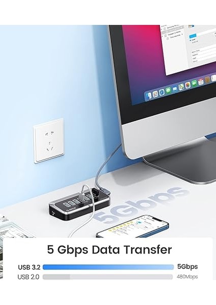 USB 3.0 Hub, 7 Port USB Dağıtıcı, USB Kablosu, 5 Gbps, Hızlı Veri Aktarımı Tip C Dağıtıcı, Pc, Dizüstü Bilgisayar, Mac, Yazıcı, Mobil Sabit Disk Için fiyatları