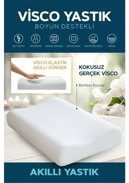 Boyun Destekli Yastık – Rahat Uyku, Boyun Omurga Desteği, Sırtüstü ve Yan Yatış Için Ergonomik Tasarım, Basınç Azaltıcı, Nefes Alabilen Kavisli Yatak Yastığı