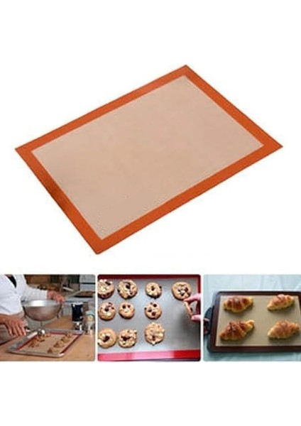 Fırınlanabilir Kendinden Yağlı Silikon Pişirme Matı, Profesyonel Silipat Yanmaz Yapışmaz Yıkanabilir Silikon Pişirme Matı 30CMX40CM