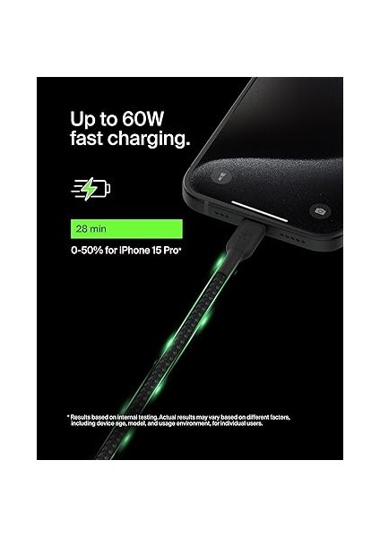 Boost Charge Örgülü Usb-C, Hızlı Şarj Cihazı, Usb-C Şarj Kablosu, iPhone 16, 15, Samsung Galaxy S24, S23, Pixel, Ipad, Macbook, Nintendo ve Daha Fazlası Için Hızlı Şarj, 1 Metre, Siyah fiyatları